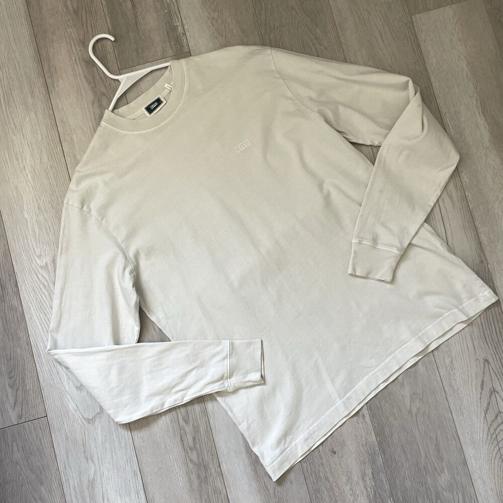 Kith Long Sleeve Tshirt cotton mens Gray (small) streetwear heavyweight casual